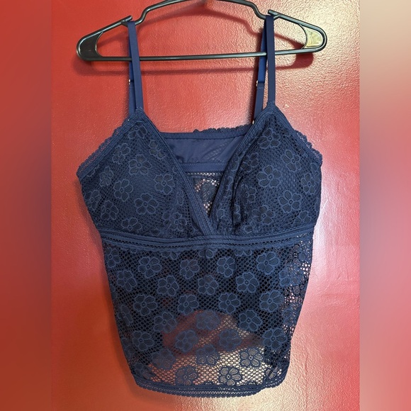 Aerie Show Off Beachside Lace Padded Bra Top Women Size XXL Navy Blue NWOT - Picture 2 of 5